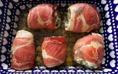 Gevulde kiprolletjes met verse basilicumpesto en serranoham